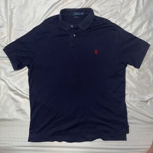 Polo Ralph Lauren Men Navy Blue Custom Fit Short Sleeve Polo Shirt XL